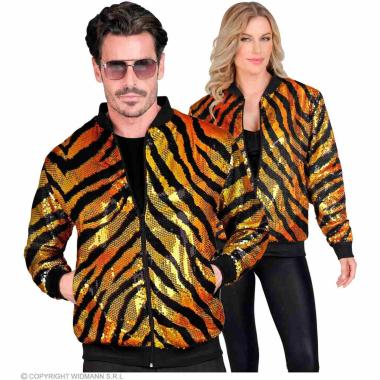 Giubbino bomber party disco tigrato animalier