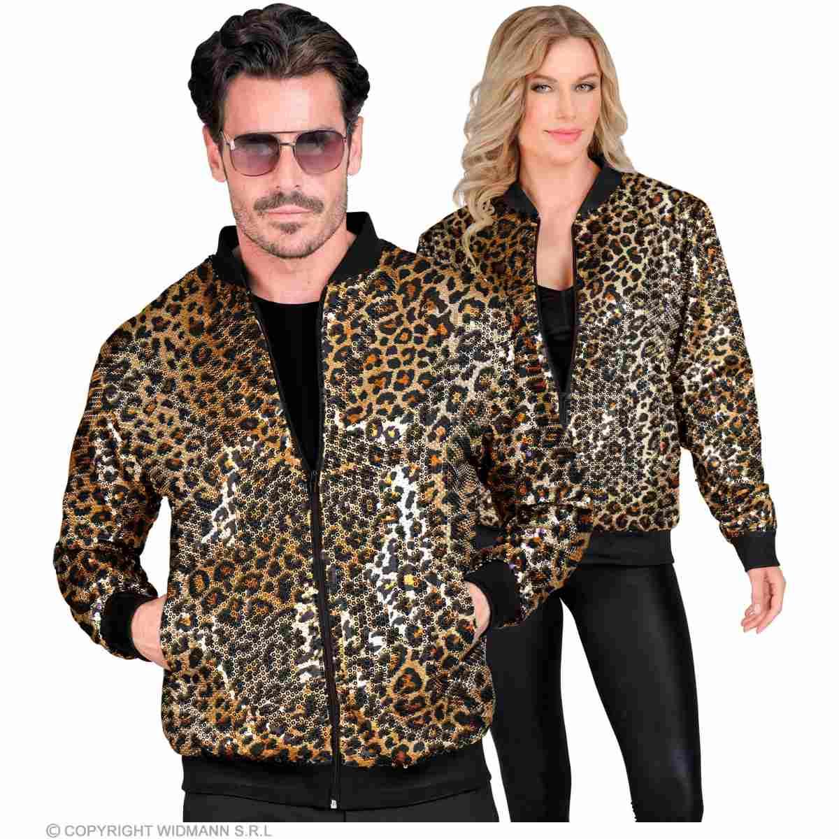 Giubbino bomber party disco leopardato animalier
