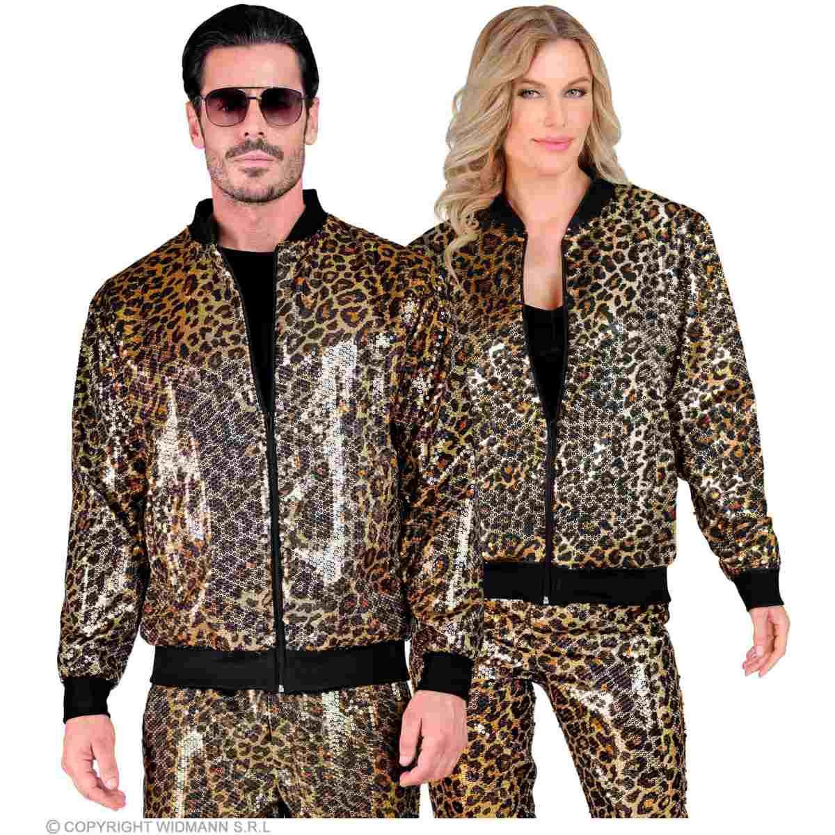 Giubbino bomber party disco leopardato animalier
