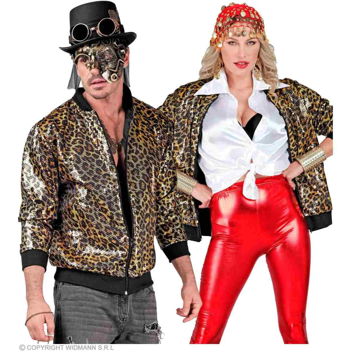 Giubbino bomber party disco leopardato animalier