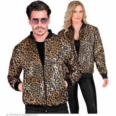 Giubbino bomber party disco leopardato animalier