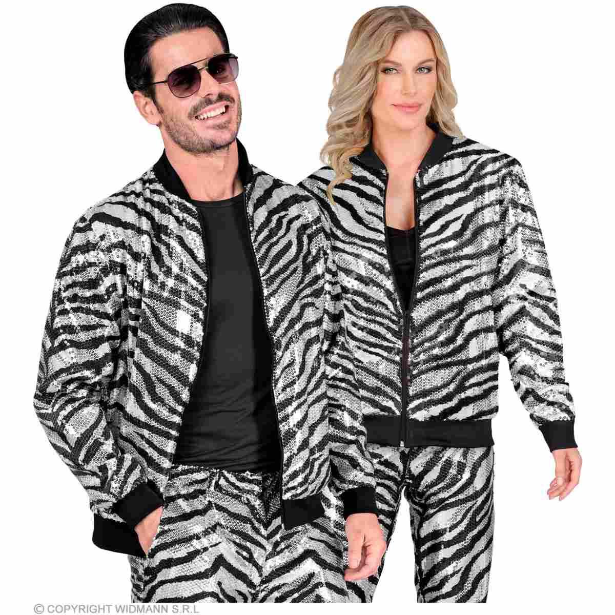 Giubbino bomber party disco zebrato animalier