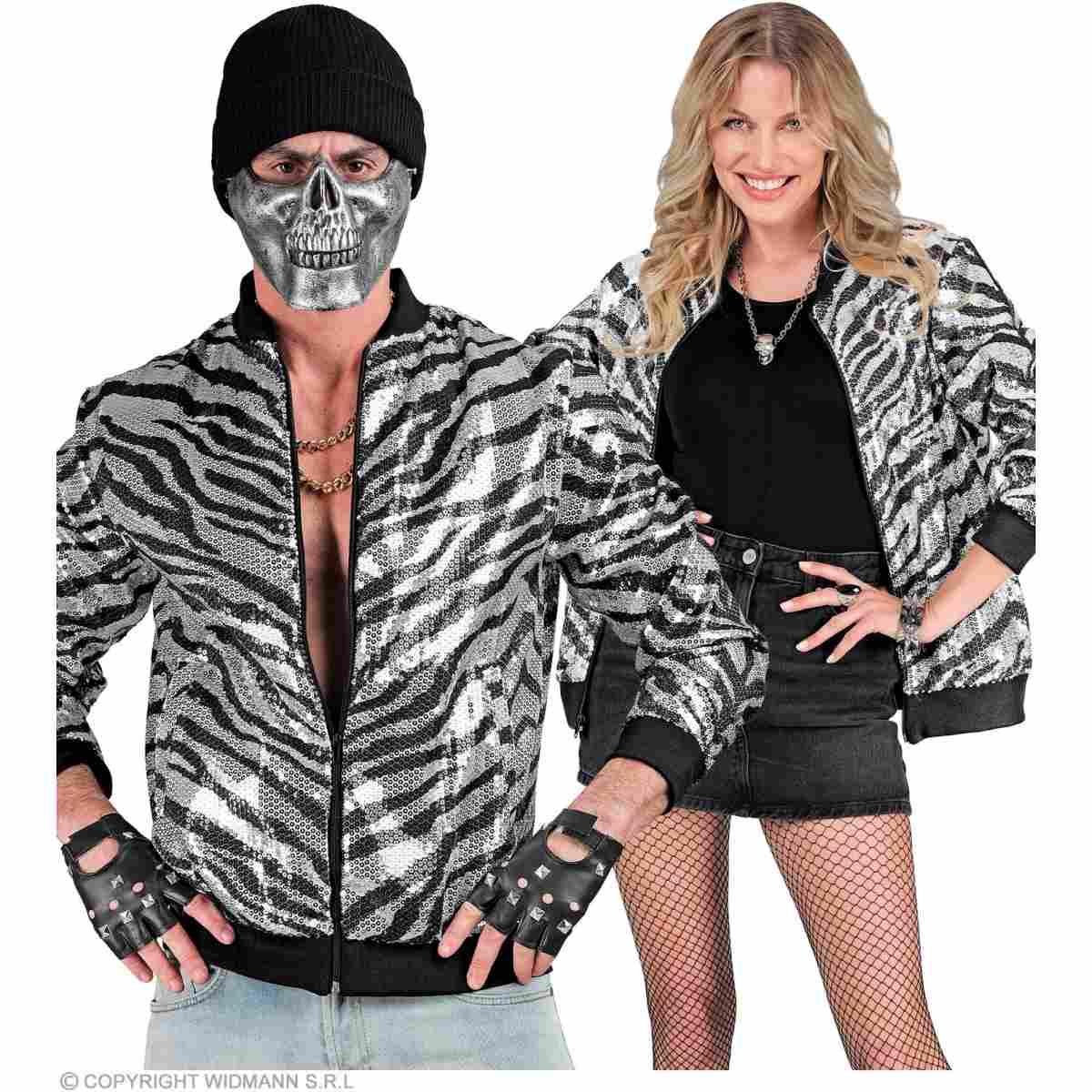 Giubbino bomber party disco zebrato animalier