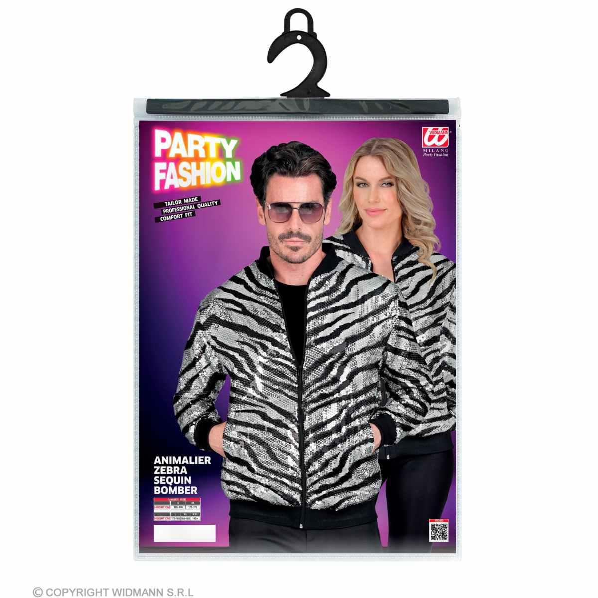 Giubbino bomber party disco zebrato animalier