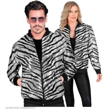 Giubbino bomber party disco zebrato animalier