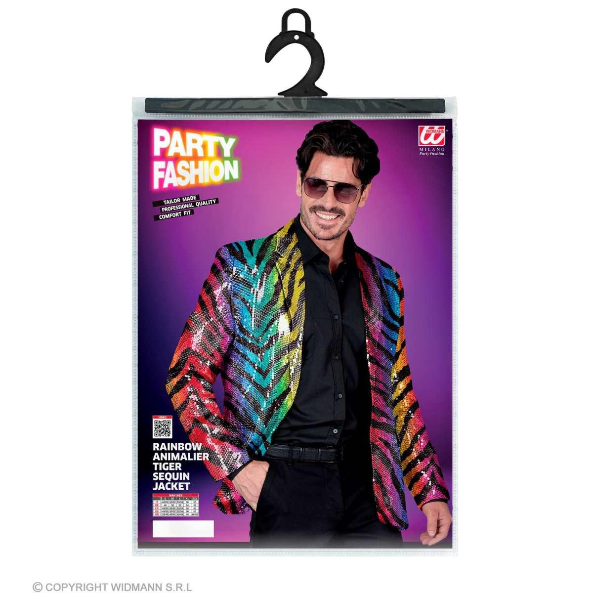Giacca party disco animalier tigrata multicolor paillettes