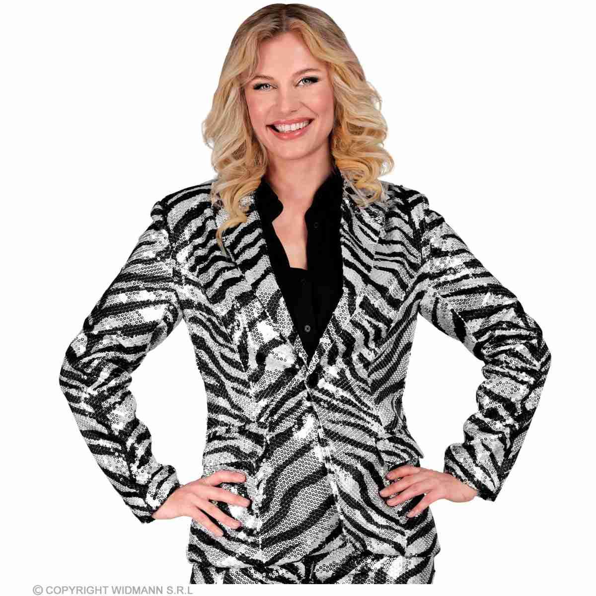 Giacca party disco animalier zebrata paillettes