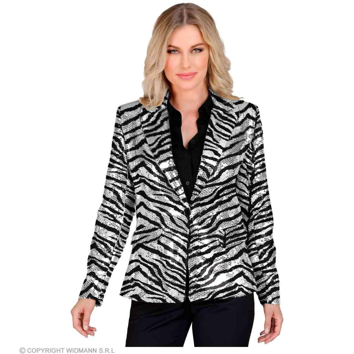 Giacca party disco animalier zebrata paillettes