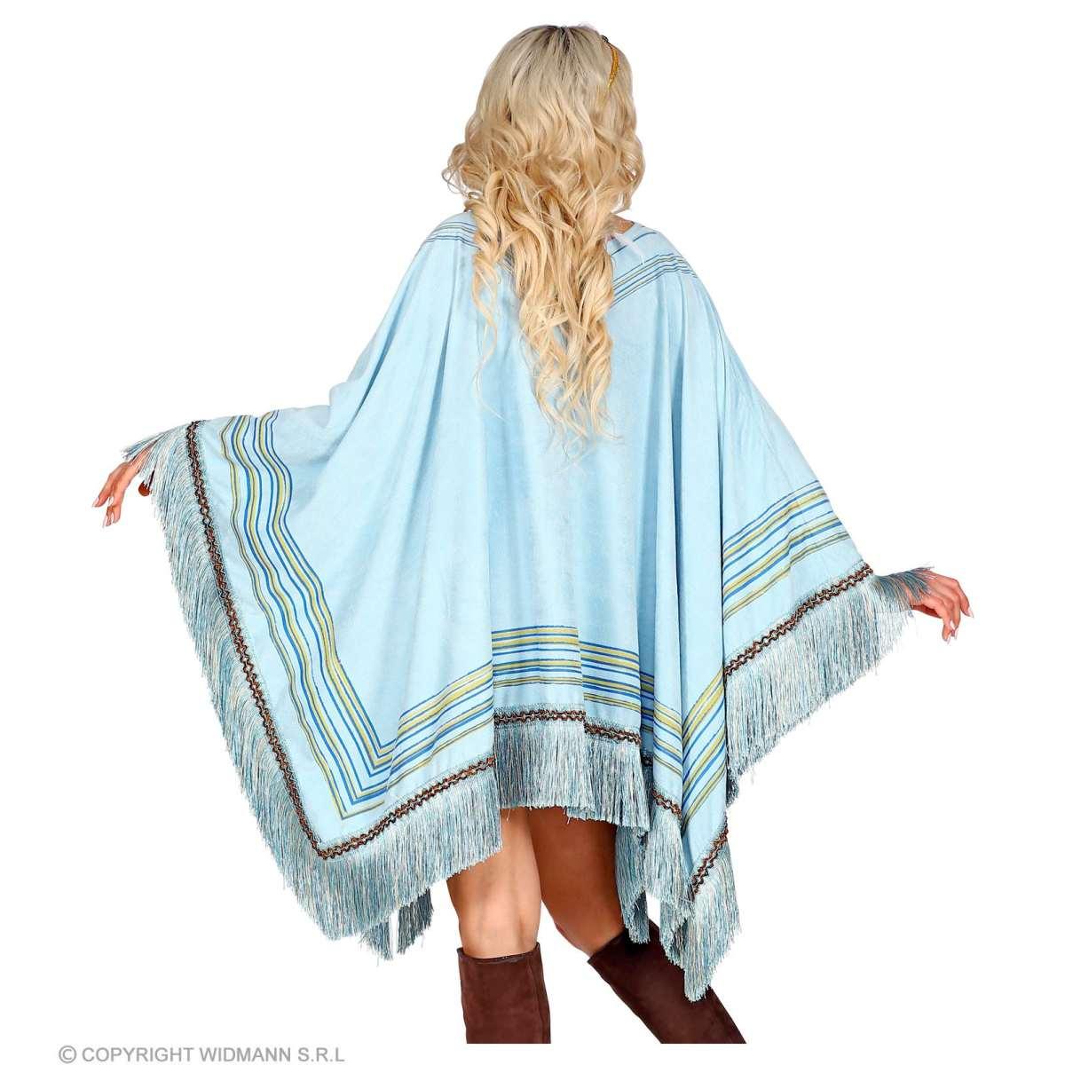 Poncho scamosciato azzurro