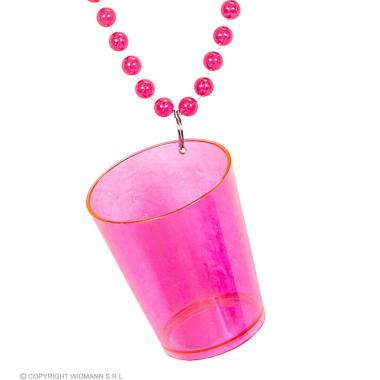 Collana bicchiere shot rosa fluo