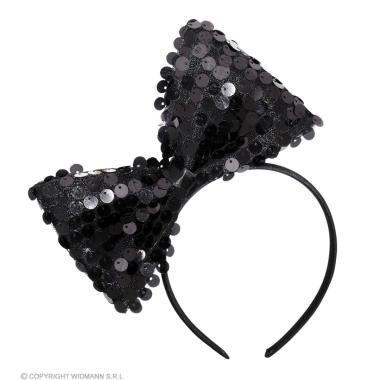 Cerchietto fiocco in paillettes nero