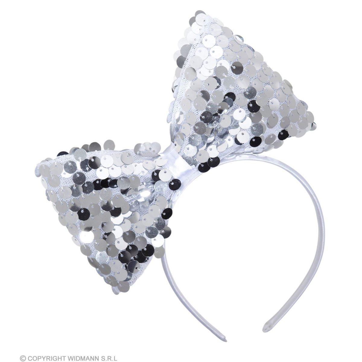 Cerchietto fiocco in paillettes argento