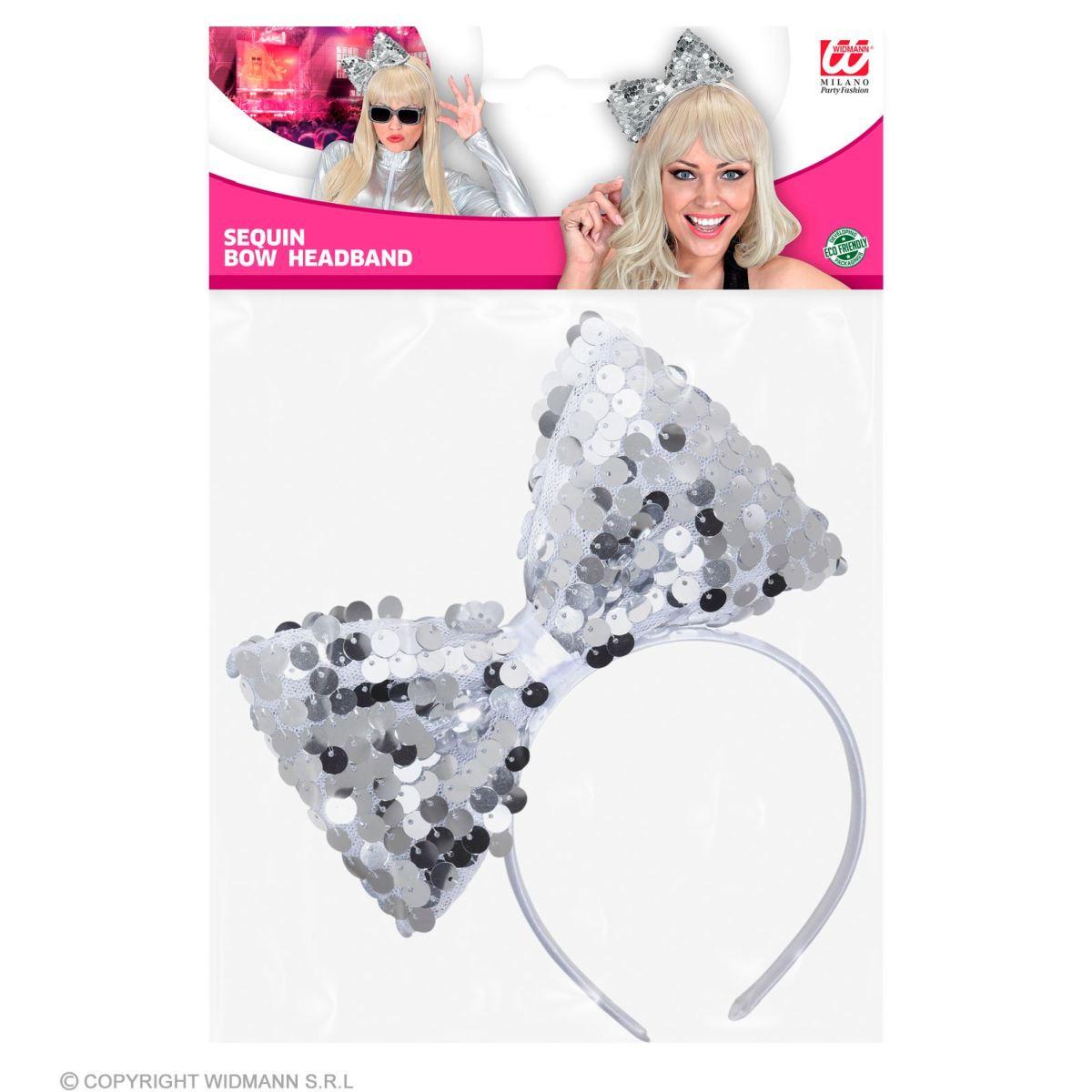 Cerchietto fiocco in paillettes argento