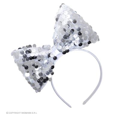 Cerchietto fiocco in paillettes argento