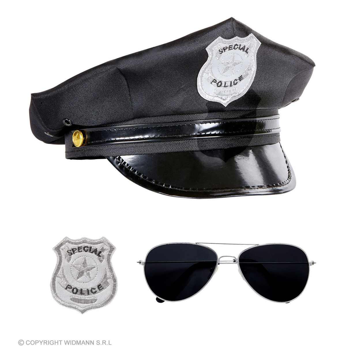 Cappello poliziotto occhiali distintivo
