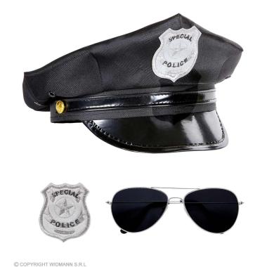 Cappello poliziotto occhiali distintivo