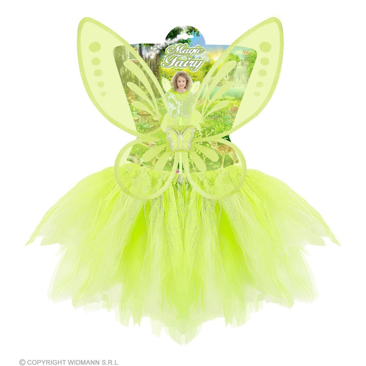 Gonna farfalla verde ali bacchetta Set 3 pz