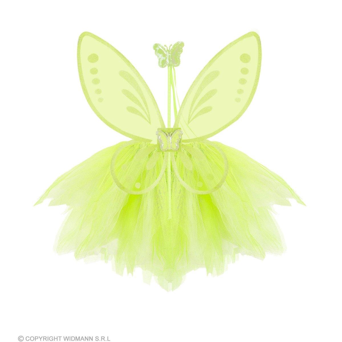Gonna farfalla verde ali bacchetta Set 3 pz