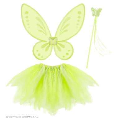 Gonna farfalla verde ali bacchetta Set 3 pz
