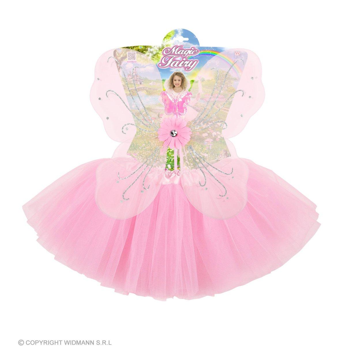 Gonna farfalla rosa ali bacchetta Set 3 pz
