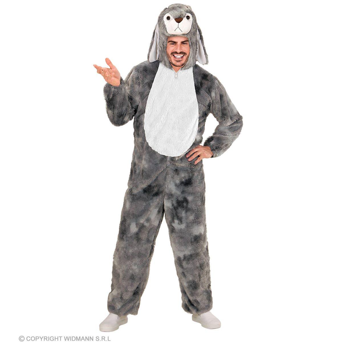 Costume coniglio grigio peluche soft