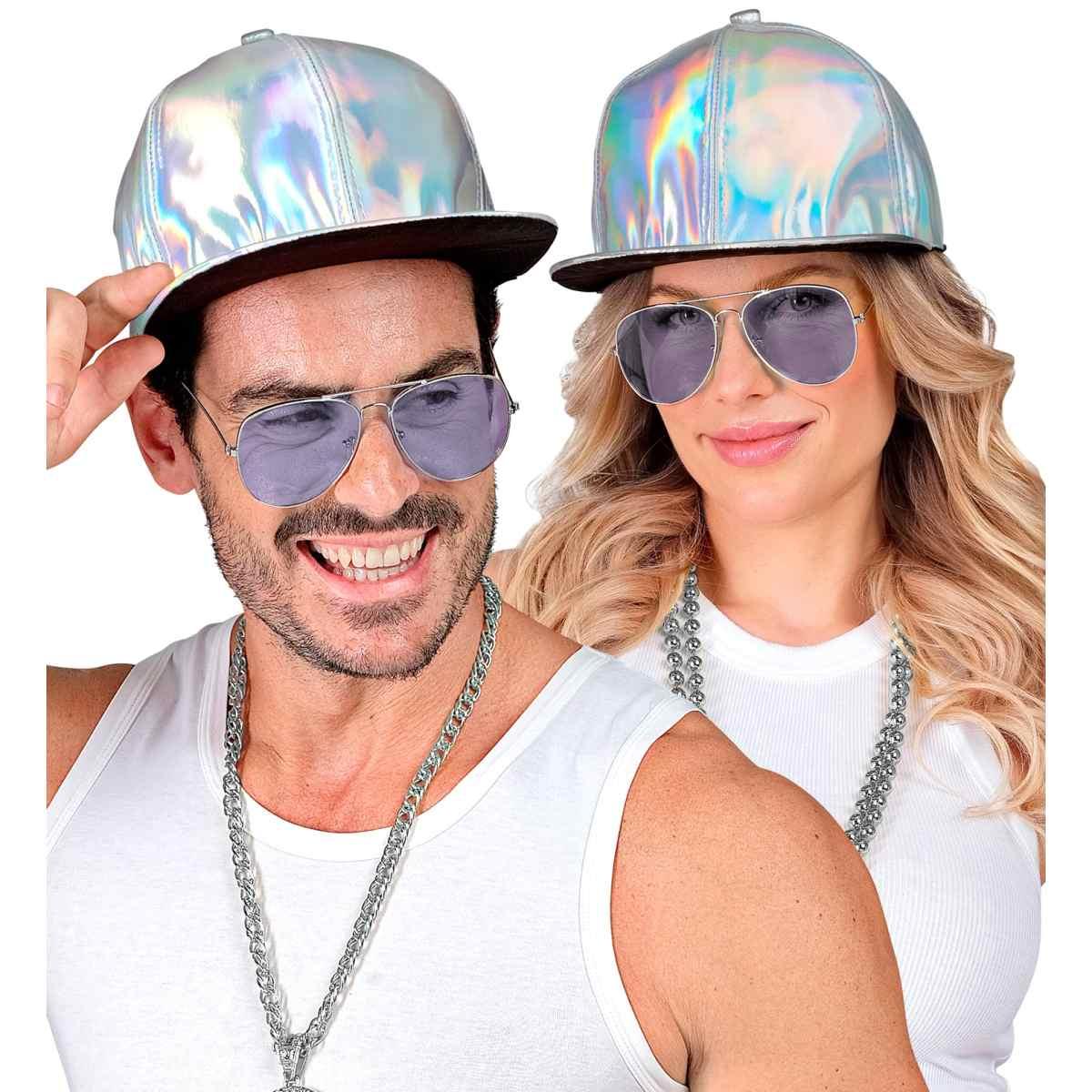 Cappello berretto argento olografico anni