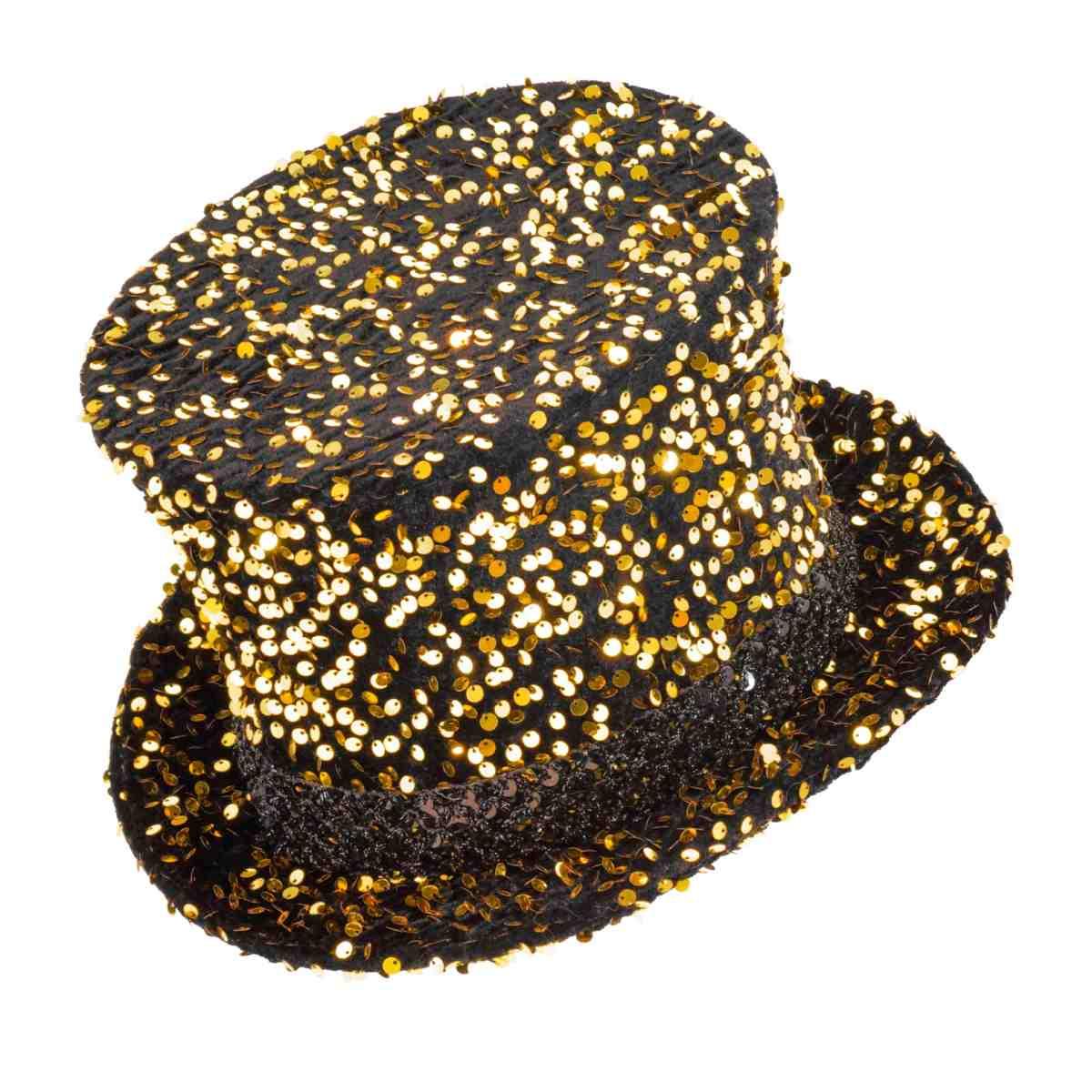 Cappello cilindro oro paillettes
