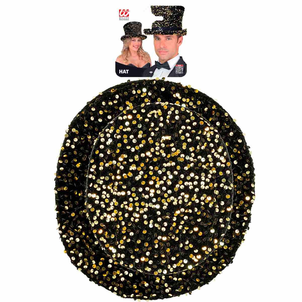Cappello cilindro oro paillettes