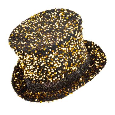 Cappello cilindro oro paillettes