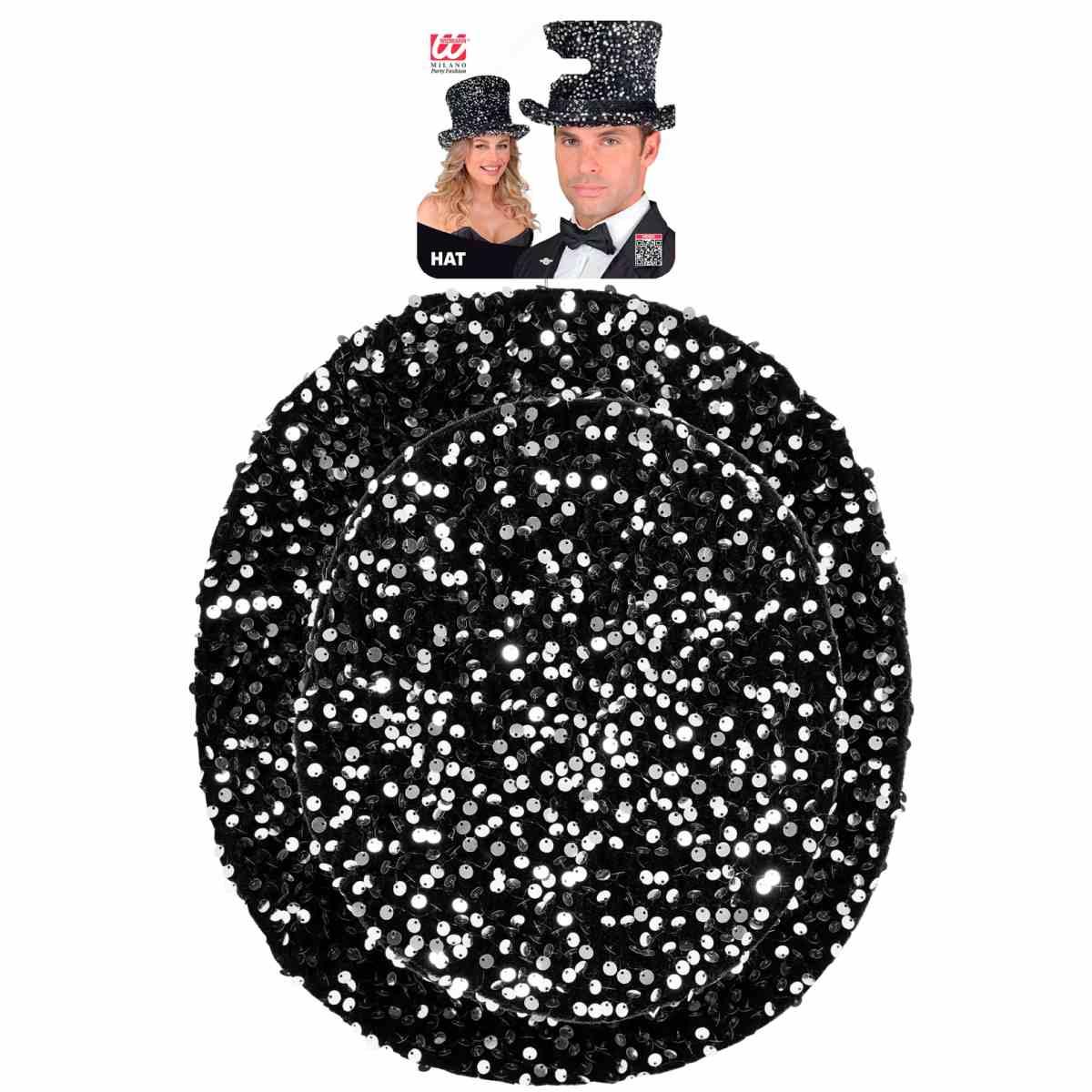 Cappello cilindro argento paillettes