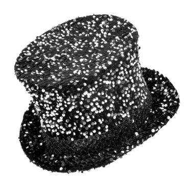Cappello cilindro argento paillettes