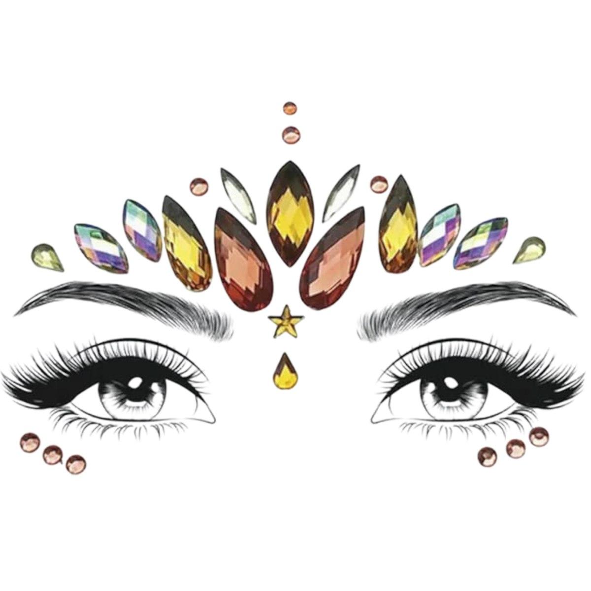 Trucco decorazioni adesive viso gemme gialle