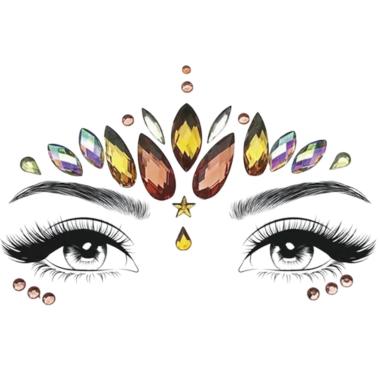 Trucco decorazioni adesive viso gemme gialle
