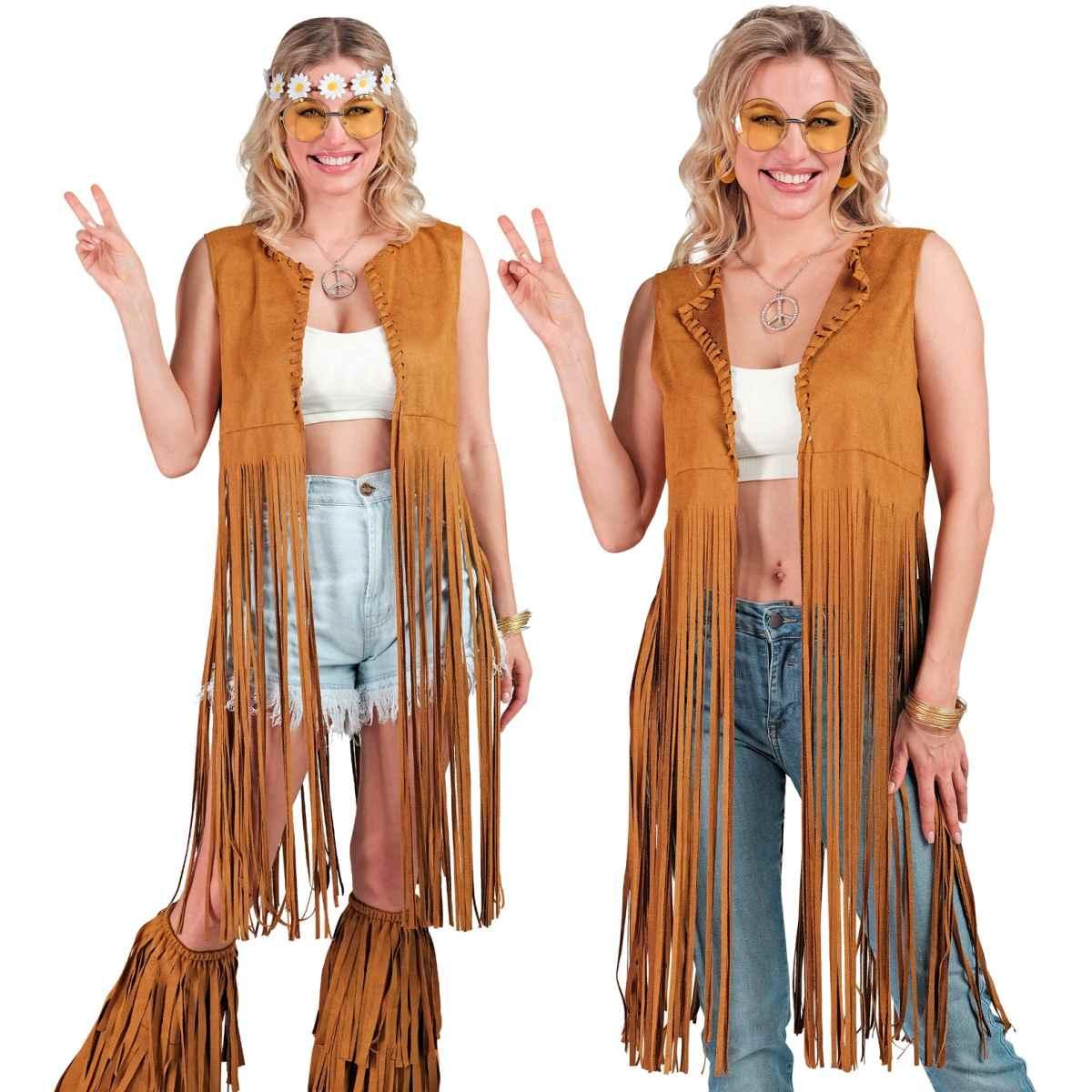 Costume gilet marrone frange