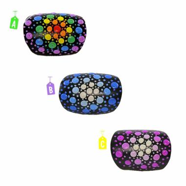 Anello legno nero cerchi puntinati 4 colori