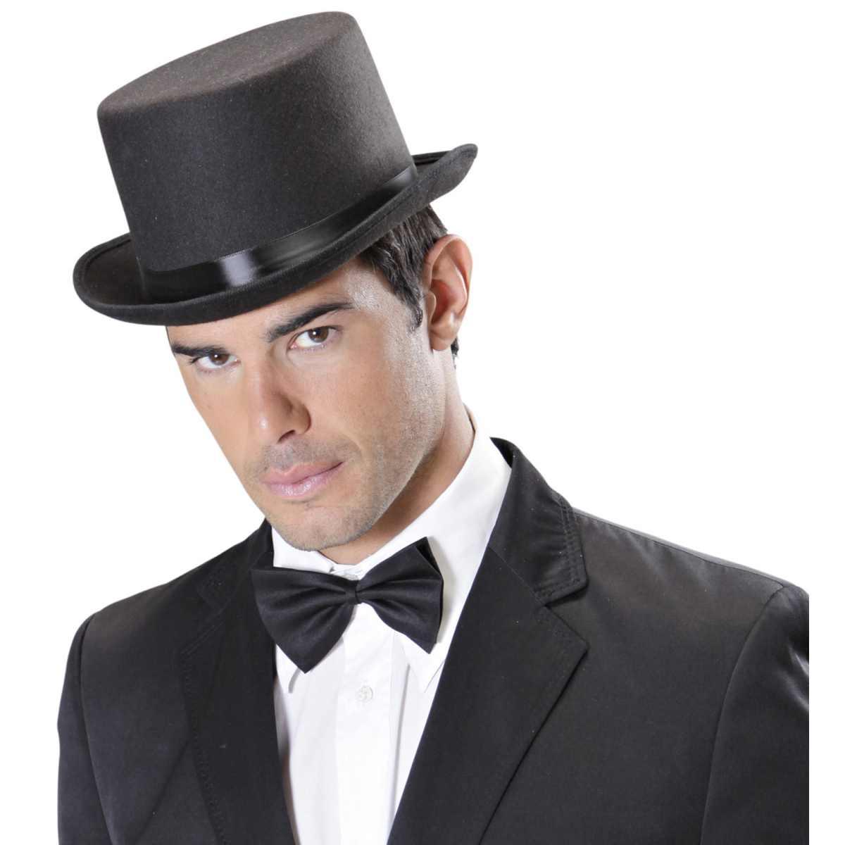 Cappello cilindro nero feltro spesso