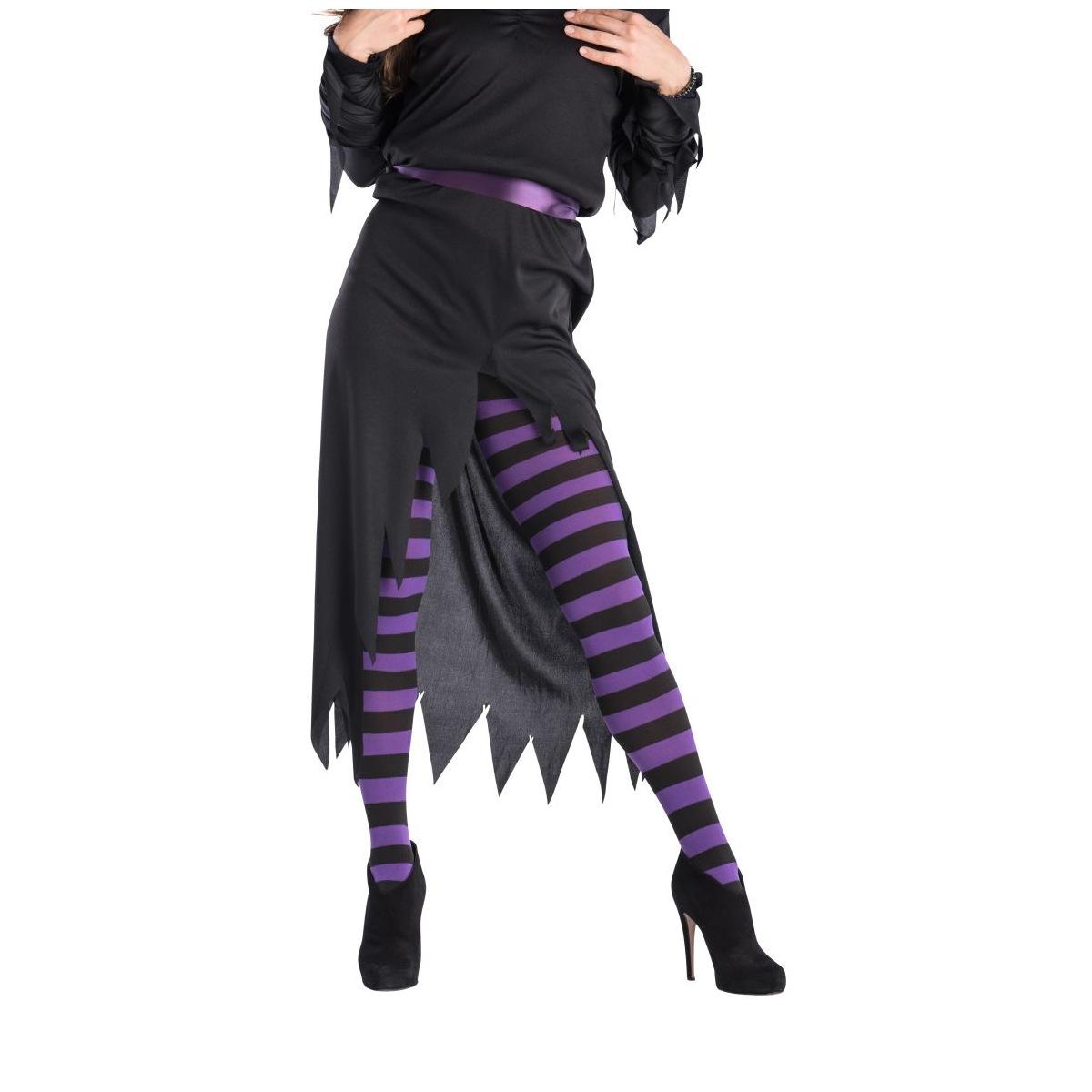 Collant righe nere viola modello a