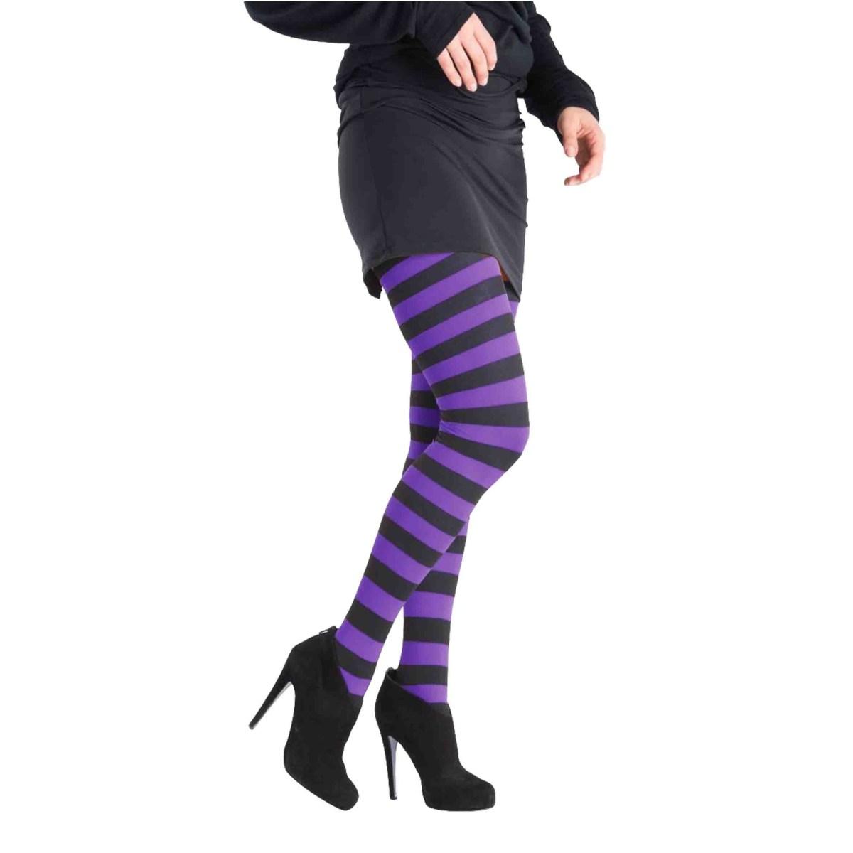 Collant righe nere viola modello a
