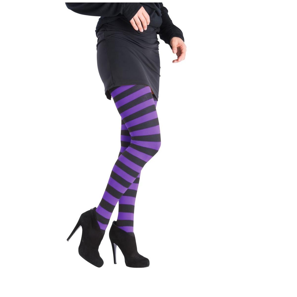 Collant righe nere viola modello a