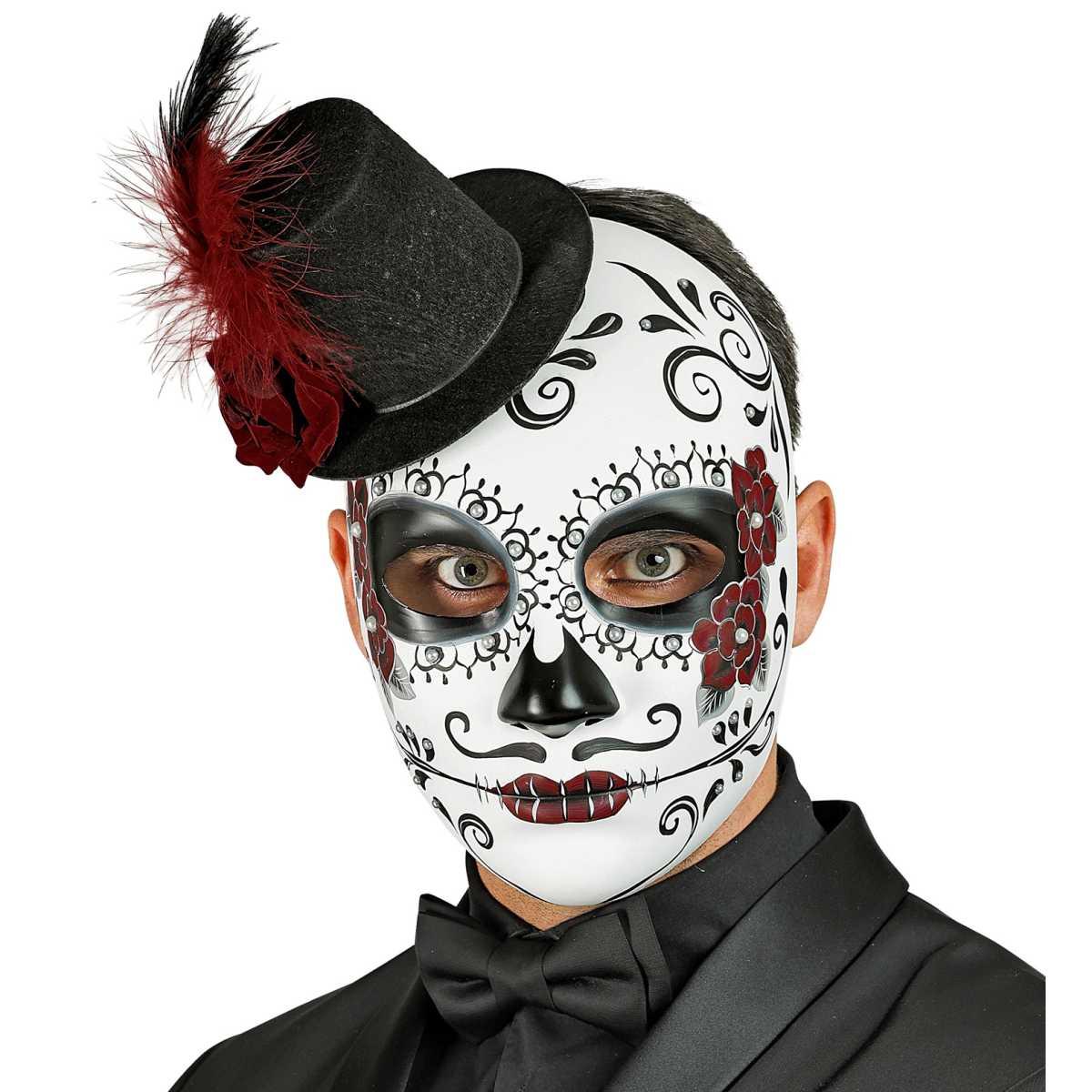 Maschera viso pvc horror dia de los muertos mini cappello