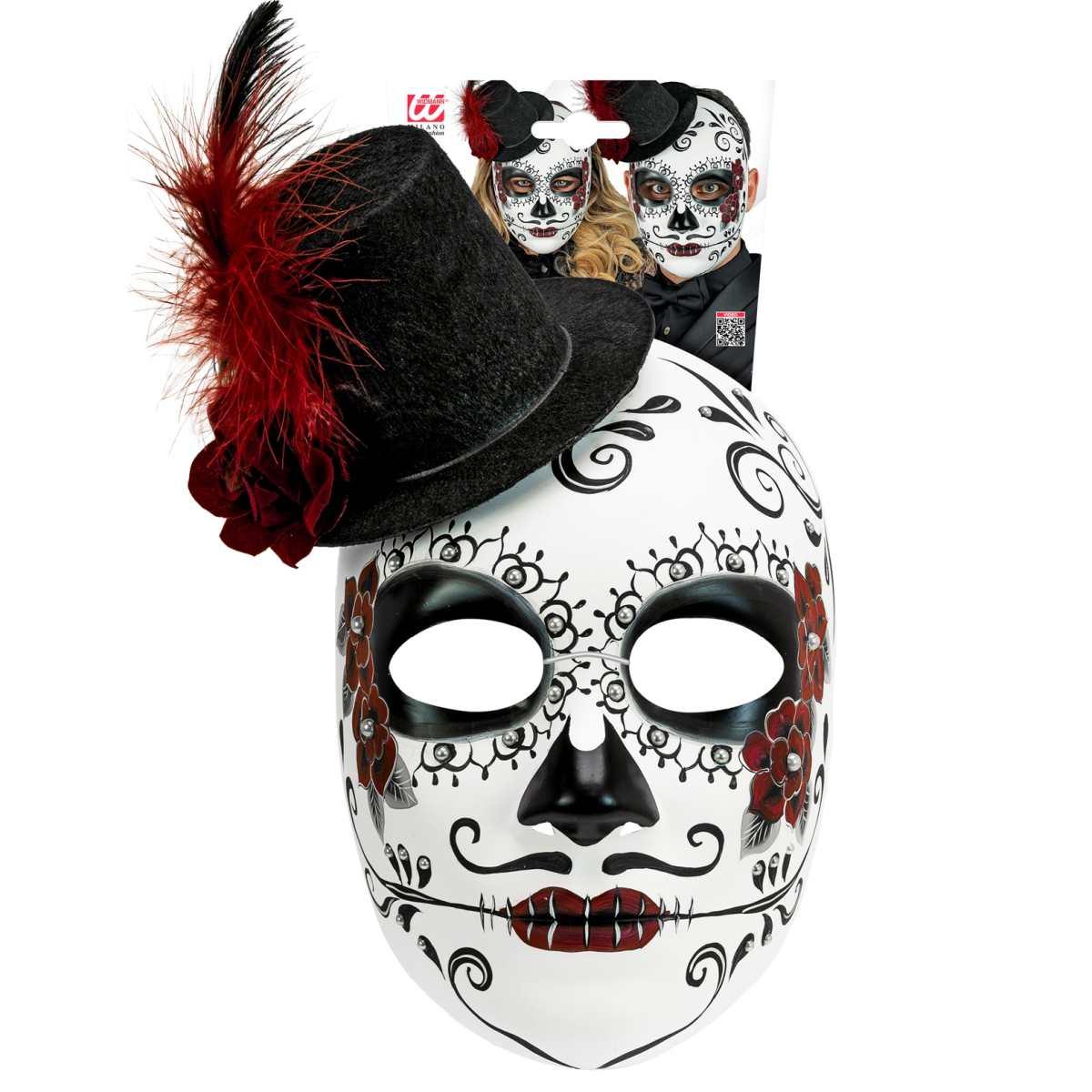 Maschera viso pvc horror dia de los muertos mini cappello