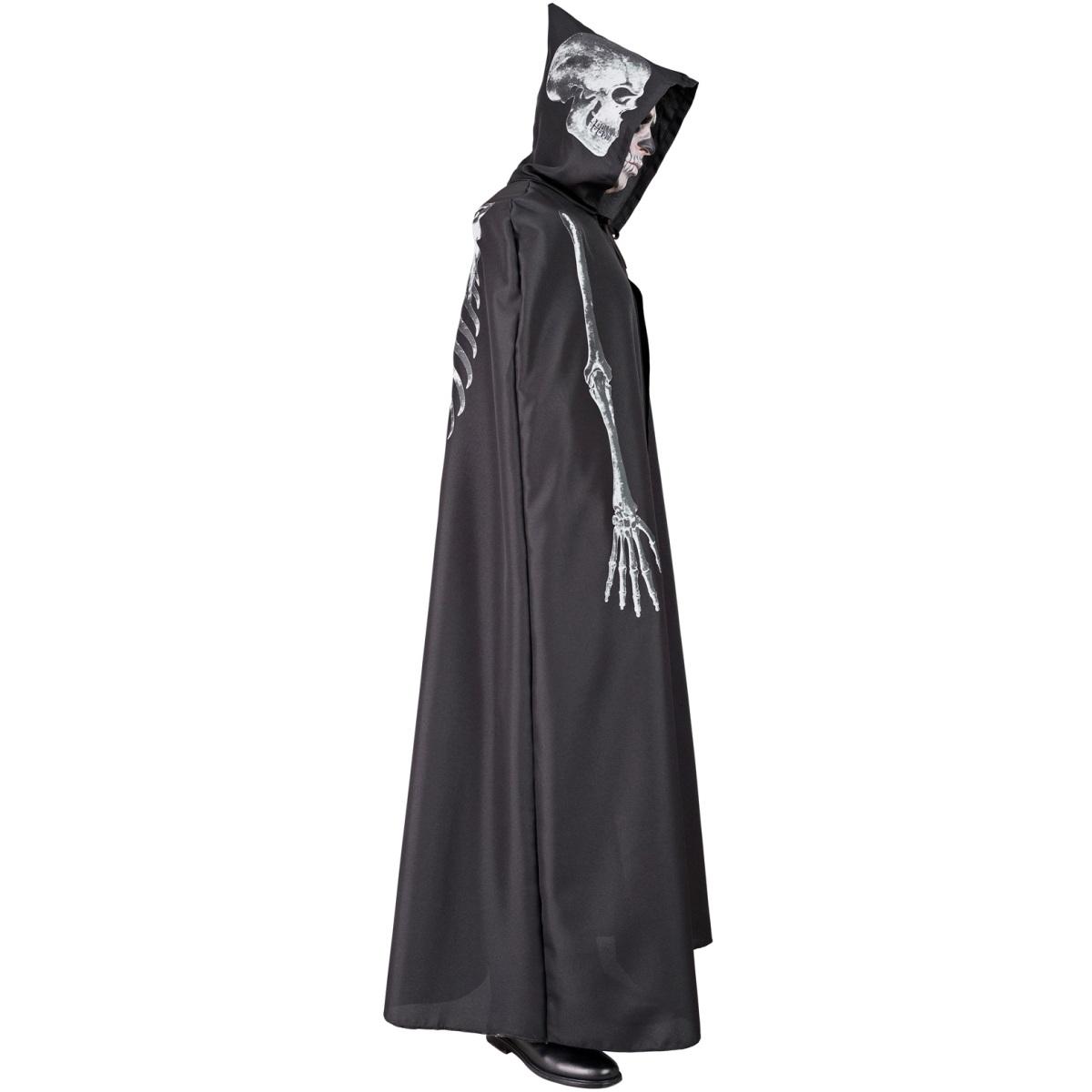Mantello nero scheletro cappuccio