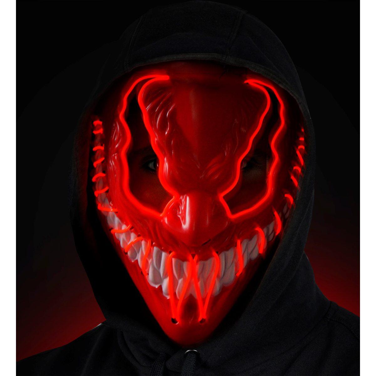 Maschera viso pvc horror mostro luce rossa