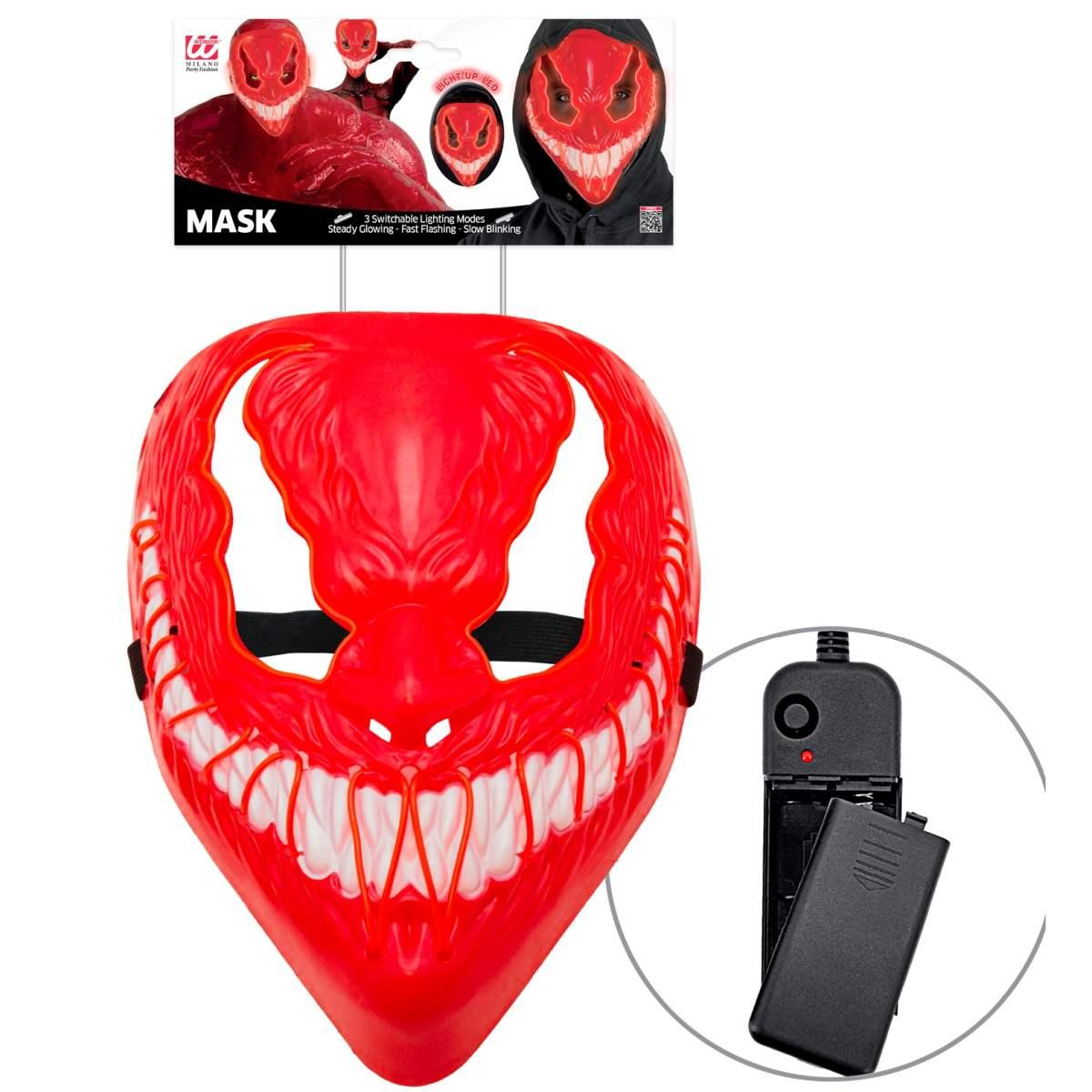 Maschera viso pvc horror mostro luce rossa