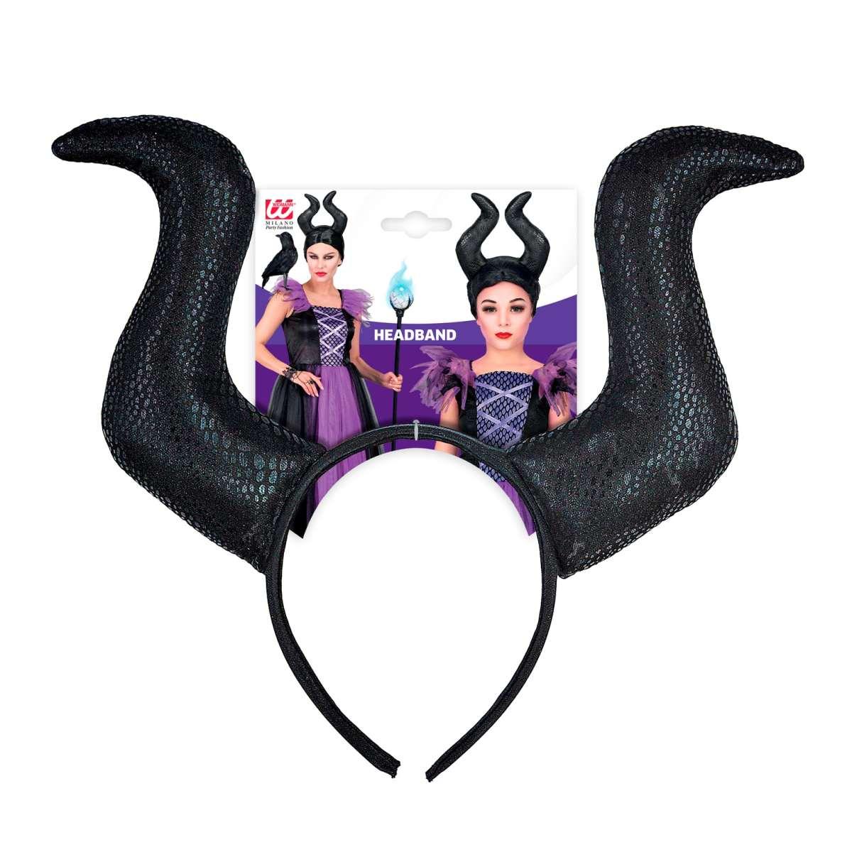 Cerchietto strega malefica corna nere