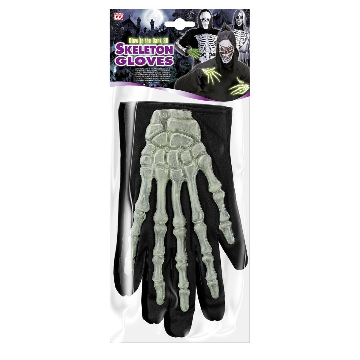 Guanti scheletro 3d fluorescenti pvc pz Set 2 pz