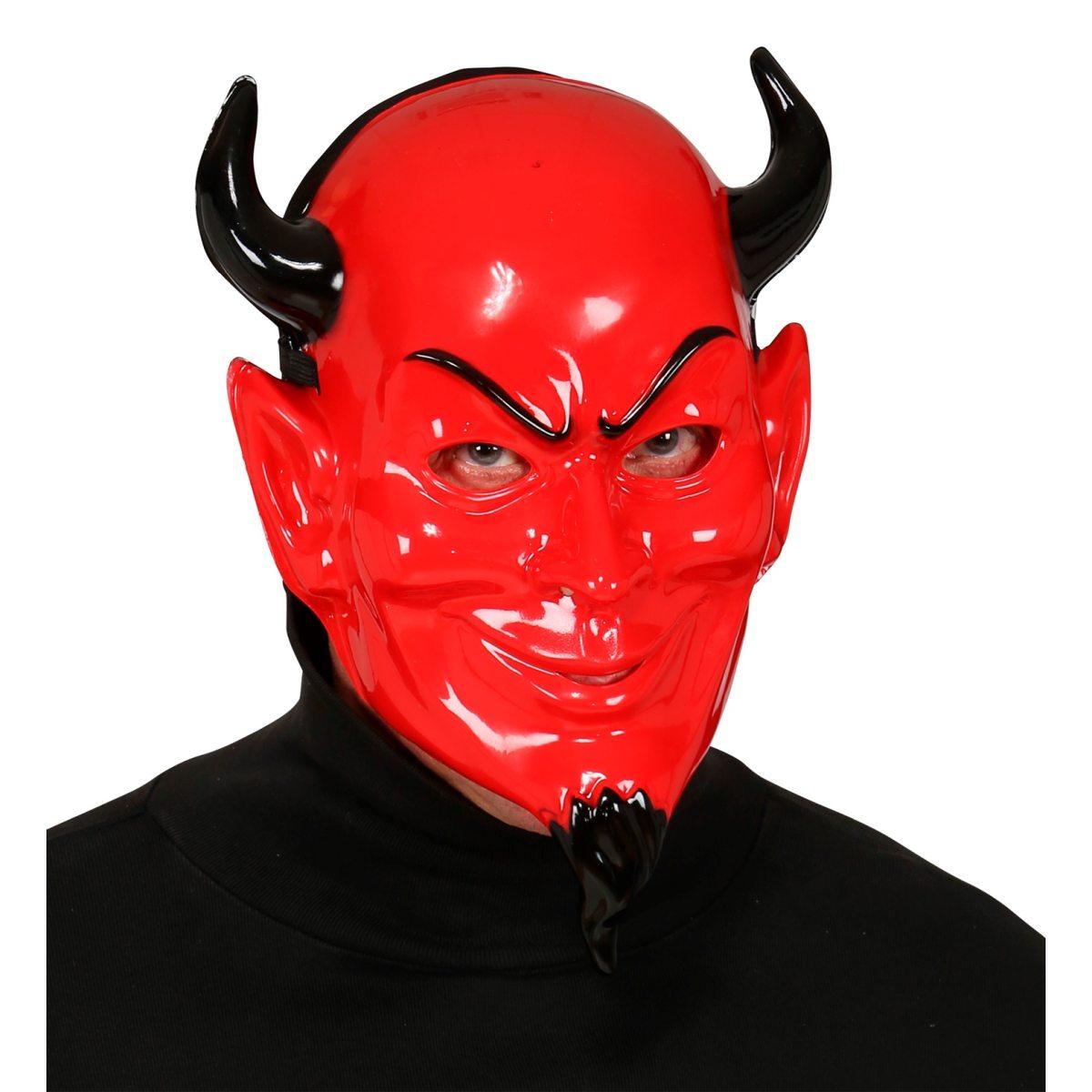 Maschera viso pvc horror diavolo corna