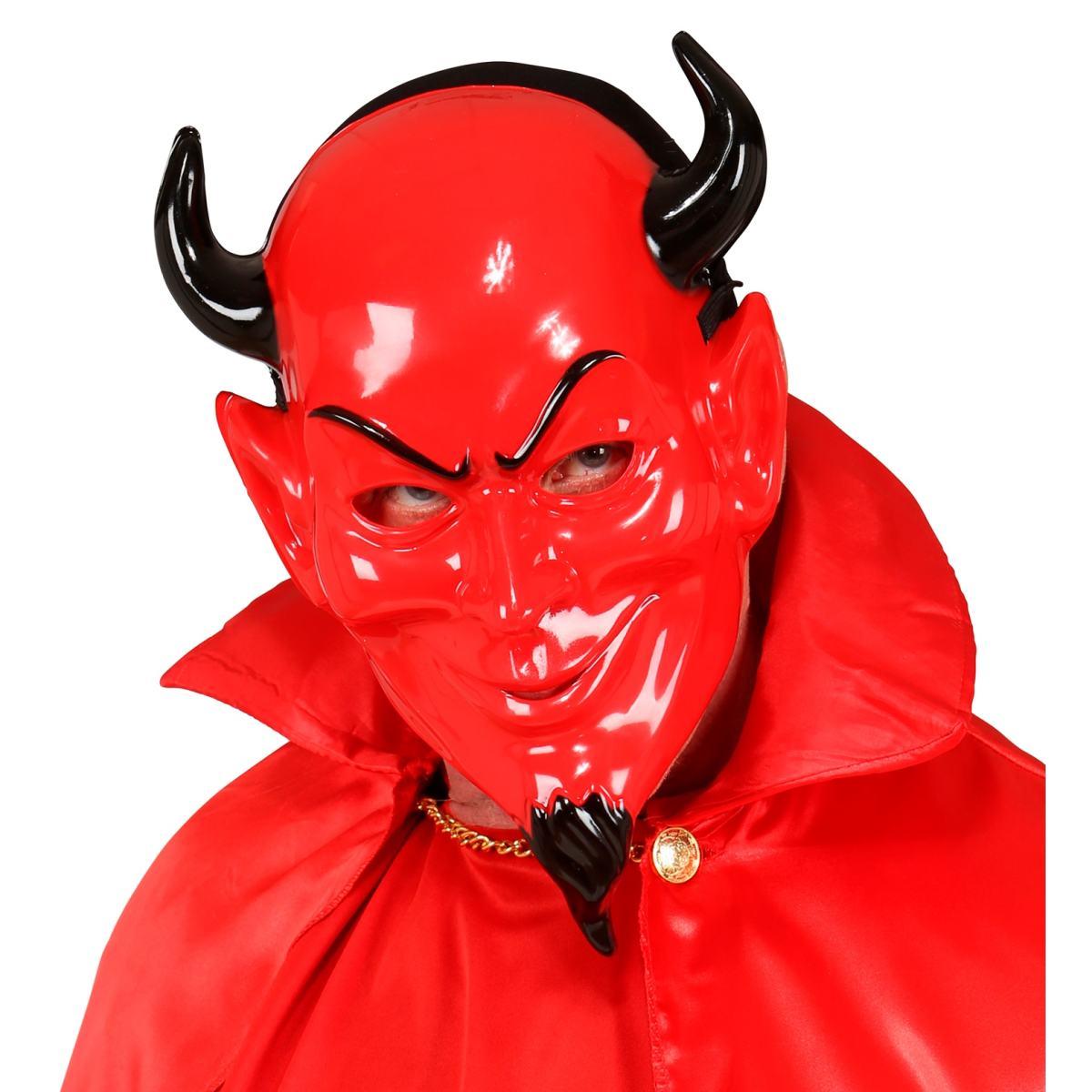 Maschera viso pvc horror diavolo corna