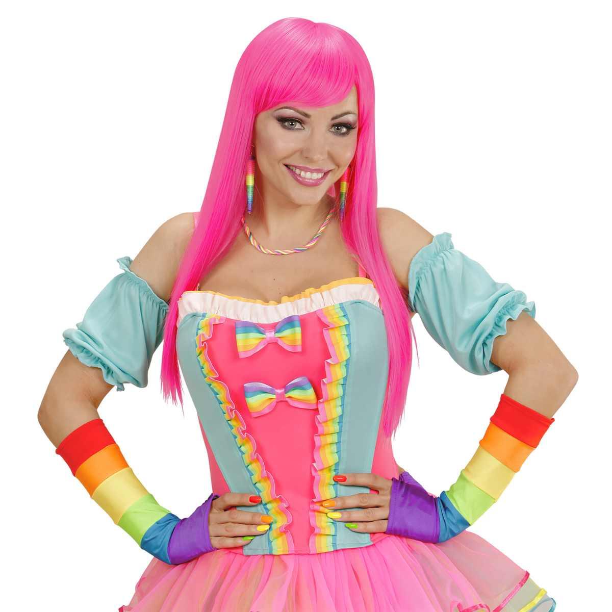 Guanti lunghi arcobaleno senza dita