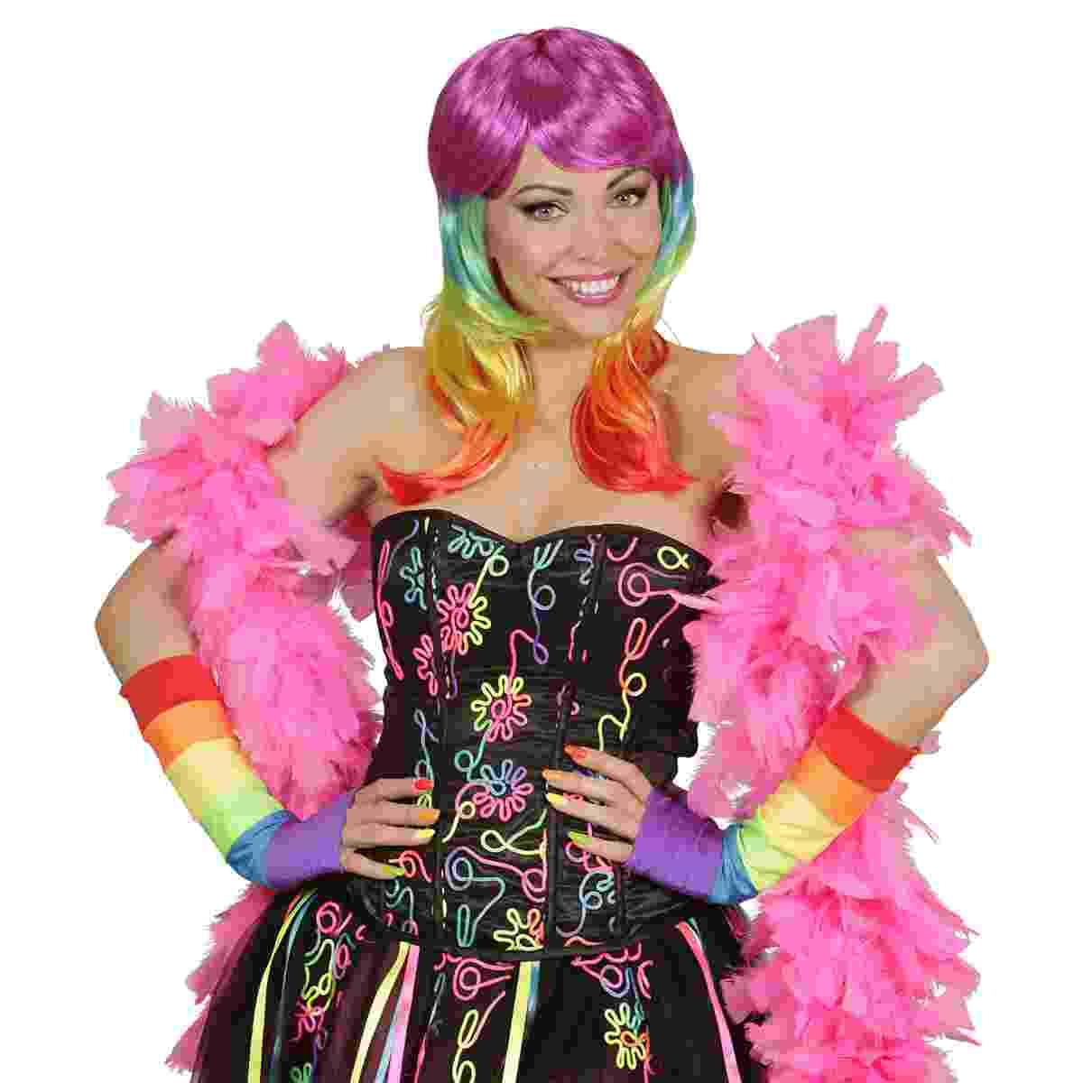 Guanti lunghi arcobaleno senza dita